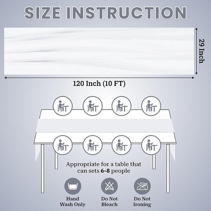 Pack of 25 | White | 10ft Chiffon Table Runner 29x120 Inches Long Romantic Rustic Sheer Gauze Runner for Wedding Bridal Shower Birthday Banquets Engagement Spring Easter Boho Decorations