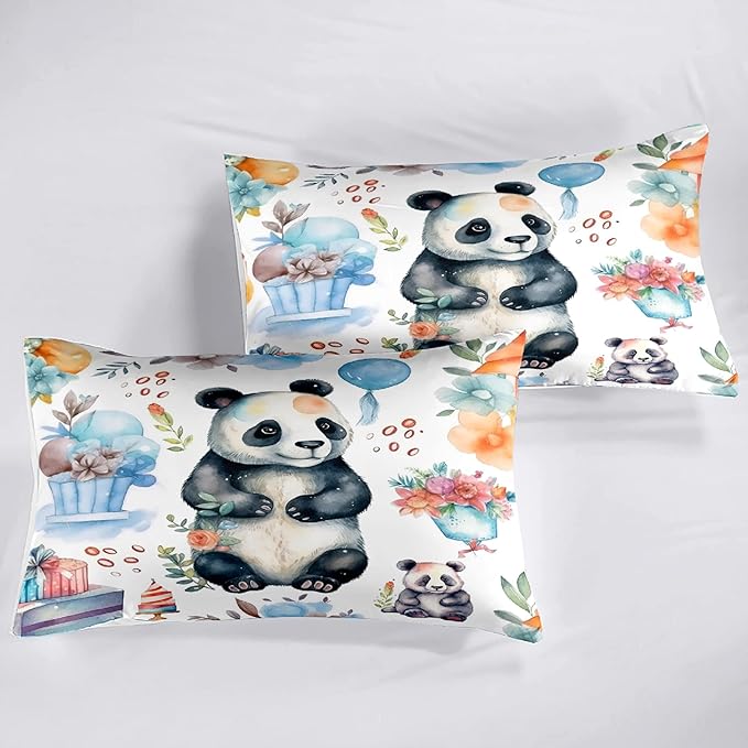 Panda Comforter Set Full Size - Panda Bedding for Boys Girls Cute Panda Set Cartoon Pandas Print Comfort Full Bedding Set for Kids Teens, 1 Comforter+2 Pillowcases