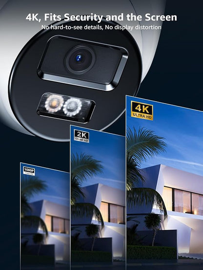 ANNKE C800 2Pack 4K Ultra HD PoE IP Security Camera AI Human Vehicle Detection, 8MP Outdoor Turret Camera with Audio Recording, 4.0mm Lens Wide Angle, Spotlight Color Night Vision, Up to 512GB SD Card