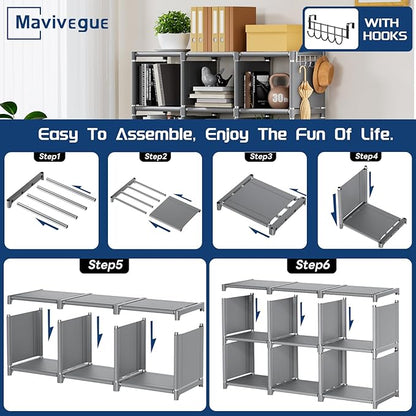 Mavivegue Bookshelf,15 Cube Storage Organizer,Book Shelf Organizer,Tall Bookcase Shelf,Book Cases/Shelves,Grey Cube Shelf,Cubbies Closet Storage Organizer Shelves for Bedroom,Living Room,Home,Office