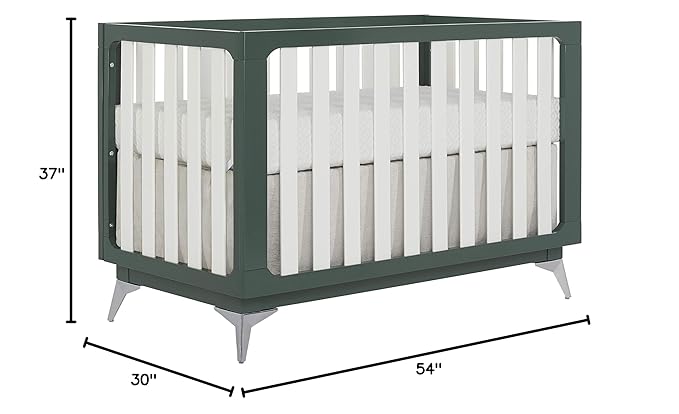 Sweetpea Baby Ultra Modern 4-in-1 Convertible Crib in Green in Olive, Greenguard Gold Certified , 58.5x30x47 Inch (Pack of 1)
