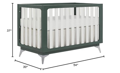 Sweetpea Baby Ultra Modern 4-in-1 Convertible Crib in Green in Olive, Greenguard Gold Certified , 58.5x30x47 Inch (Pack of 1)