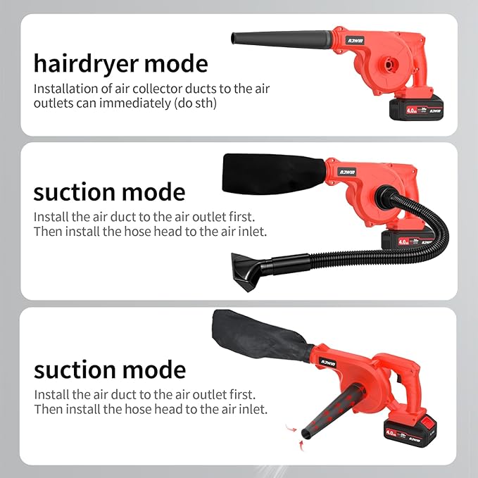 NAWIN Mini Electric Blower Kit,Leaf Blower with Battery & Charger,20V Handheld Lightweight Mini Blower for Lawn, Compact Electric Leaf Blower,Car Drying Blower Leaf Vacuum Cordless with Bag&Snowblower