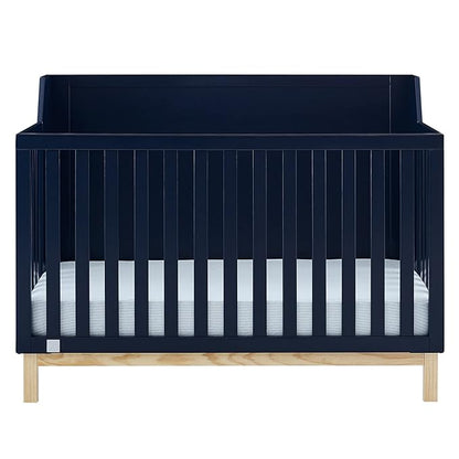 Delta Children babyGap Oxford 6-in-1 Convertible Crib + Brannan Bear Bookcase with Bins + Brannan Bear Wall Shelf with 4 Hooks, Navy/Natural (Bundle)