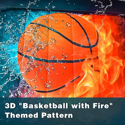 Andency Basketball Comforter Queen(90x90 Inch), 3 Pieces(1 Basketball Comforter, 2 Pillowcases) Sport Microfiber Comforter Set Bedding Set for Kids Boys Girls Teens