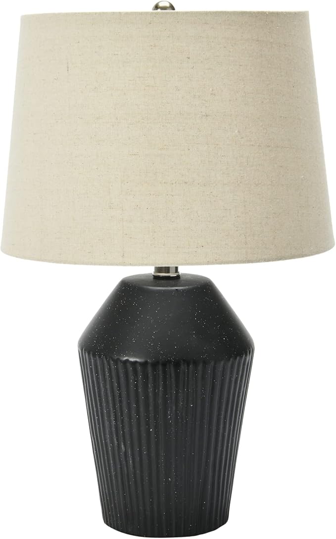 Creative Co-Op 13" Round Stoneware Desk Lamp, Black