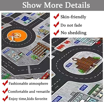 Kids Rug Play Mat Great for Playing with Cars and Toys,Educational Kid Road and Traffic City Life Carpet,Children Baby Fun Throw Rug for Bedroom Play Room,71X106Inch/180X280CM