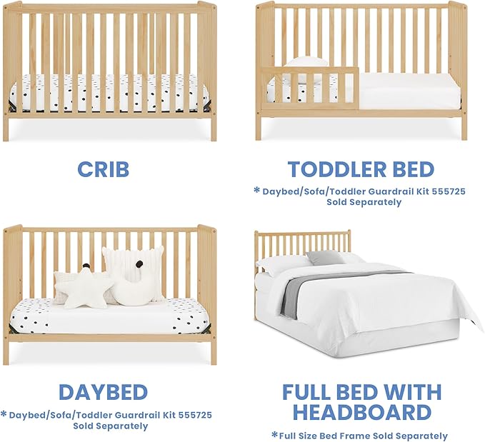 Delta Children Heartland 4-in-1 Convertible Crib, Natural