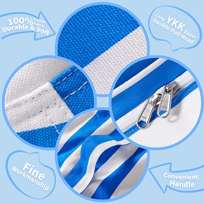 Wekapo Stuffed Animal Storage Bean Bag Chair Cover for Kids | Stuffable Zipper Beanbag for Organizing Children Plush Toys Large Premium Cotton Canvas (Blue, XX-Large)