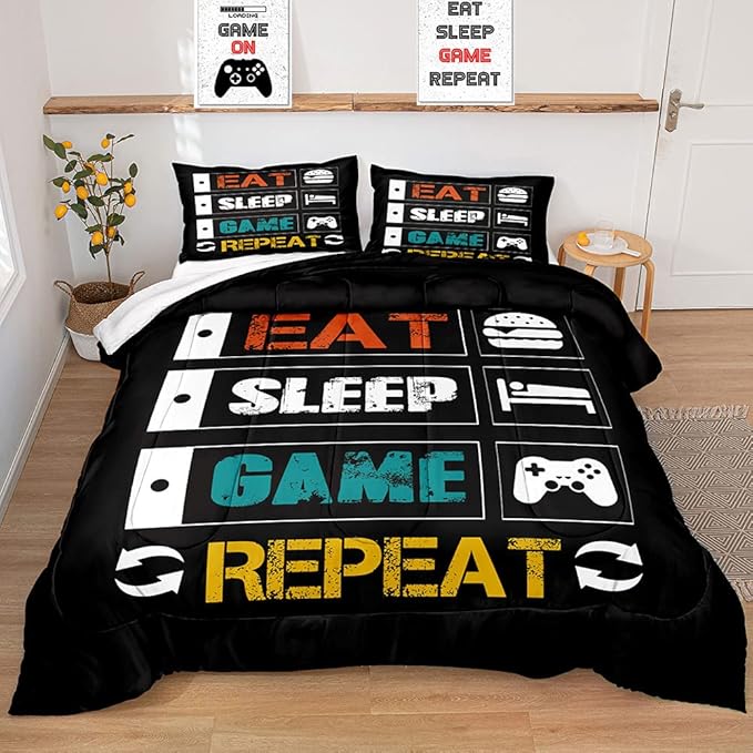 Gaming Comforter for Boys Teen,Game Contoller Bedding Set for Boys Kids,Down Alternative Comforter for All Season,Gamer Home Decor for Boys Comforter Set (Comforter-Game33, Full)