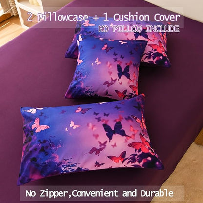 DORCAS Butterfly Comforter Sets for Girls,Twin Size Butterfly Bedding Sets Girls,6 Pieces Girls Bedding Sets Twin with Comforter Sheets for Teens Kids