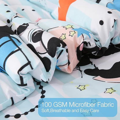 JSD Cute Panda Kids Comforter Set, 3 Pieces Full Microfiber Comforter with Pillow Shams, Soft Comfortable Machine Washable