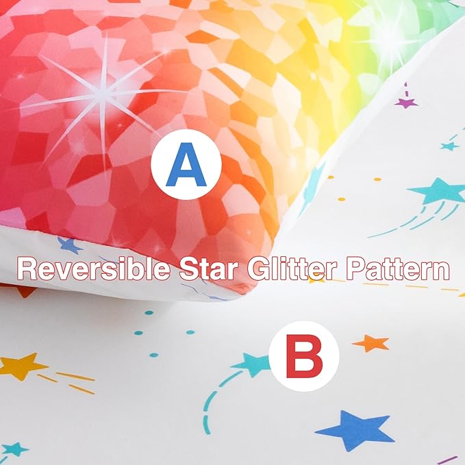 A Nice Night 6Pcs Gradient Abstract Art Grid Mosaic Geometric Bedding Set for Girls, Colorful Rainbow Galaxy Comforter Set, Ultra Soft Bedding Sets (PinkYellow,Twin 6Pcs)