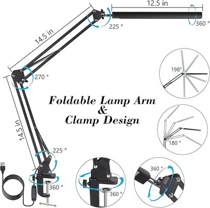 Modern LED Desk Lamp with Adjustable Brightness and Color Temperature, Eye-Caring, Architect Desk Lamp for Office, Home, Reading, Drawing