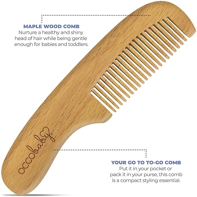 OCCObaby Wooden Baby Hairbrush Set for Newborns & Toddlers - Baby Comb for Cradle Cap - Baby Comb and Brush Set for Baby Grooming - Baby Scalp Brush for Cradle Cap - Toddler Comb
