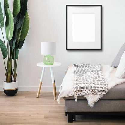 Simple Designs LT2064-GRW Glass Table Lamp with Fabric Shade, Green with White Shade
