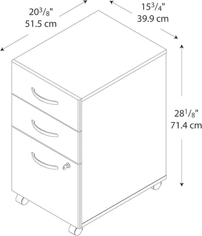 Bush Business Furniture Series C Mobile Under Desk Arrives Fully Assembled | Stylish 3 Drawer File Cabinet for Professional or Home Office, Hansen Cherry