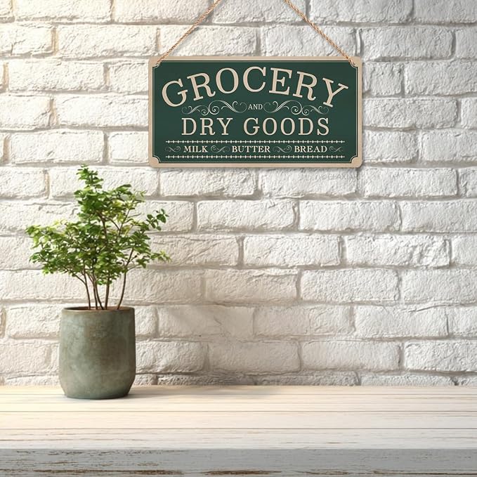Pantry Sign Rustic Wall Art Print Wooden Signs Funny Home Decor Vintage Poster Retro Hanging Plaque for Farmhouse Kitchen Cafe Bar Grocery Coffee Corner 10x5 Inch (Green)