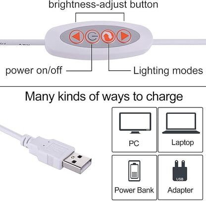 LED Desk Lamp Dimmable Eye-Caring Table Lamp Reading Light Office Light Adjustable 3 Color Modes,14 Brightness Levels, Gooseneck Flexible Clip-on Light for Studying, 5W-White