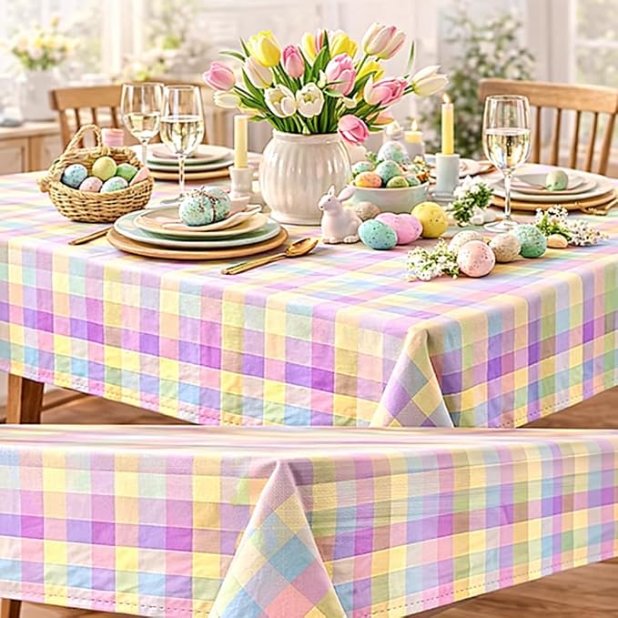 Urban Villa Tablecloth Cotton Tabletop 60x102 (8-10 Seats) Easter Checks