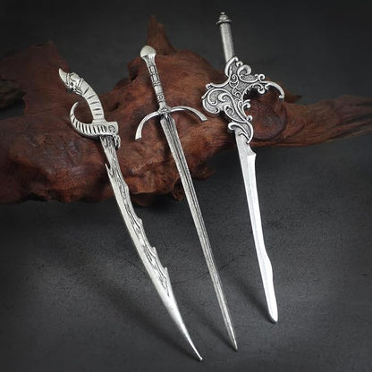 3Pcs Sword Hair Pins - Medieval Renaissance Gothic Hair Sticks for Women, Vintage Metal Hair Chopsticks for Bun Updo, Renaissance Accessories Medieval Accessories