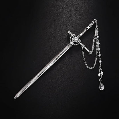 Sword Tassels Hair Pins for Women - Black Long Ancient Style Tassels Metal Chopsticks Chinese Hair Sticks Pin Decorative Black Medieval Renaissance Chinese Hair Accessories for Women Jewelry