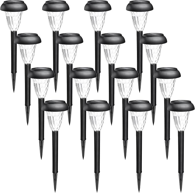 GIGALUMI 16 Pack Solar Lights Outdoor Waterproof, Warm White Pathway Light Solar Powered, Landscape Lighting, Garden Lights for Decor, Patio, Garden, Yard, Pathways, Walkways
