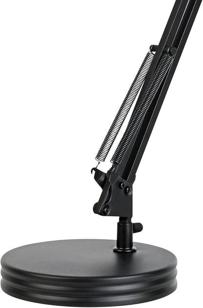 Globe Electric 5698601 28" Heavy Base Top Moving Spring Balanced Swing Arm Desk Lamp, Black, On/Off Rotary Switch on Shade, Office Decor, Reading Light, Home Essentials, Room Lighting