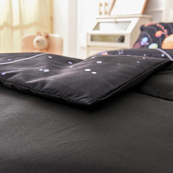Solar System Comforter Set Queen Outer Space Room Decor Bedding Set 3 Pieces 1 Planets Theme Comforter and 2 Pillow Shams for Boys Kids Ultra-Soft Microfiber All Seasons for Bedroom Sofa