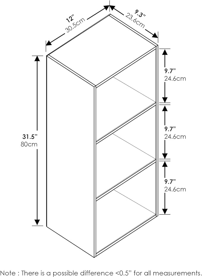 Furinno Luder Bookcase / Book / Storage , 3-Tier, Frenck Oak