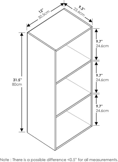 Furinno Luder Bookcase / Book / Storage , 3-Tier, Frenck Oak