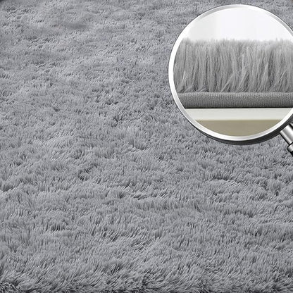 YOBATH Fluffy Shaggy Area Rugs 6x9 for Living Room Bedroom, Soft Fuzzy Shag Rugs Plush Carpet, Furry Bedside Rug for Kids Baby Girl Room Nursery Décor, Grey