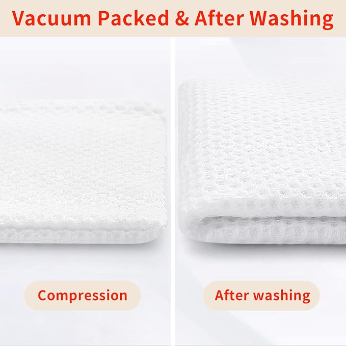 Homaxy 100% Cotton Waffle Weave Kitchen Dish Towels 8-Pack, White | 13 x 28 Inches, Ultra Soft Absorbent Dish Towels, Quick Drying Cleaning Towels