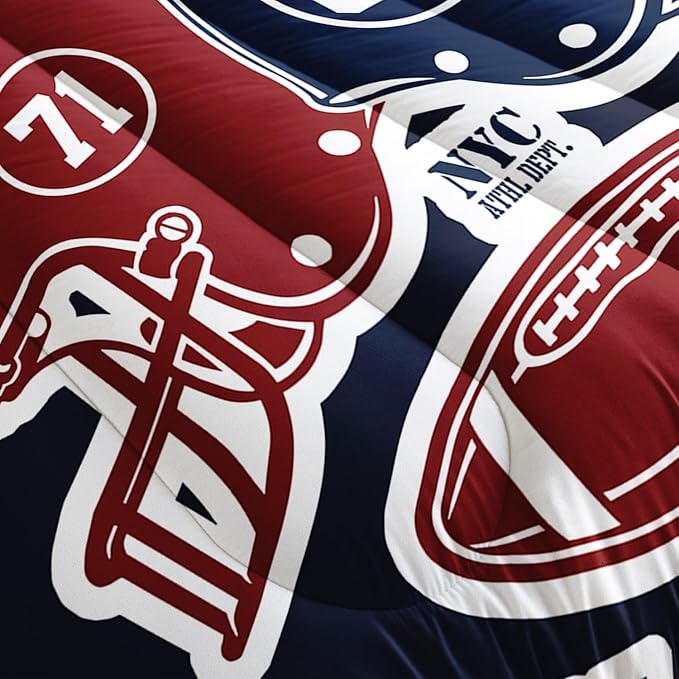 Datura home American Football Comforter Set Vintage Navy American Football Printed Quilt Bedding Set with 1 Comforter and 2 Pillowcases for Boys and Girls Bedroom All Season(Football Navy Twin)