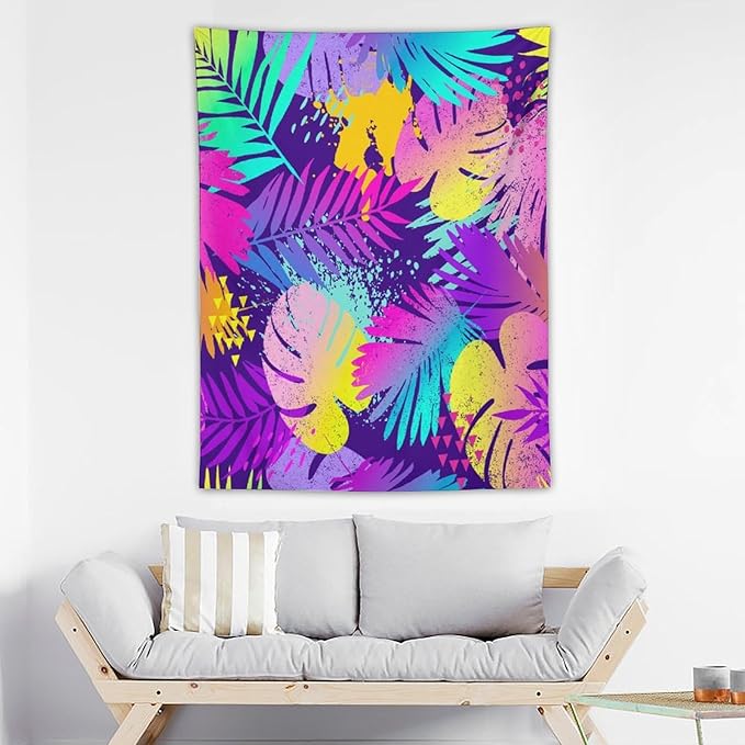 ICMOLYYENLO Palm Leaf Tapestry Wall Hanging, Tropical Leaves Plant Jungle Green Hawaiian Art Home Decor for Guest Bedroom Living Room Dormitory 60x60