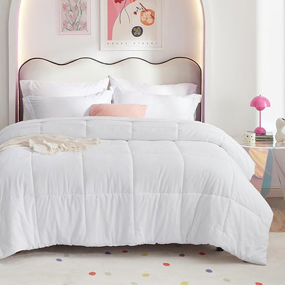 Bedsure White King Size Comforter Set - 7 Pieces Solid King Bed in a Bag, King Bed Set White with Comforters, Sheets, Pillowcases & Shams