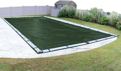 Robelle 20 x 45 ft Heavy Duty Green Winter Pool Cover for Inground Pools, 5 ft Overlap (25 x 50 ft Cover Size), Solid 8 x 8 Scrim, 2.36 oz/yd2, 10-Year Warranty, Style: 322045RA