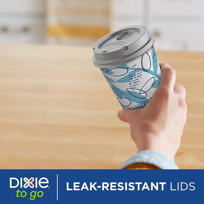 Dixie To Go Paper Coffee Cups With Lids, 12 oz, 14 ct, Disposable Insulated Paper Cups for On-The-Go Hot or Cold Beverages | Medium