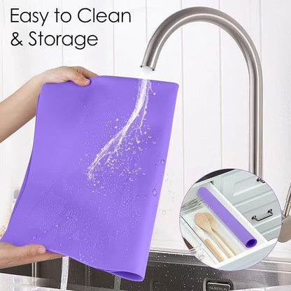 Extra Large Silicone Mats For Kitchen Counter, 27.6'' x 16'' Nonskid Silicone Placemats for Kids, Nonstick Purple Silicone Mat for Baking Crafts, Silicone Dab Mat Heat Resistant, 1Pack
