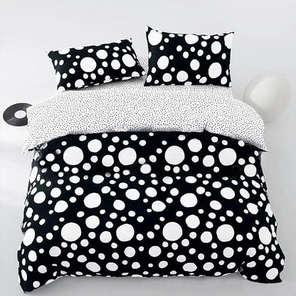 White Polka Dots Comforter Twin Black White Dots Print Reversible Gingham Twin Bedding Comforter Set Boys Girls Black White Bed Sets Soft 3Pcs Twin Comforter Sets