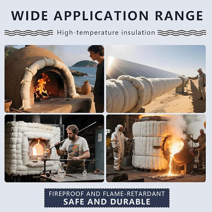 eieioo Ceramic Fiber Insulation, 2300F Ceramic Fiber Blanket, 48"x16"x1" Thick Fireproof Insulation Blanket for Wood Stove Baffle, Fireplace, Forges, Pizza Ovens, Chimney, Boiler(48"x16"x1")