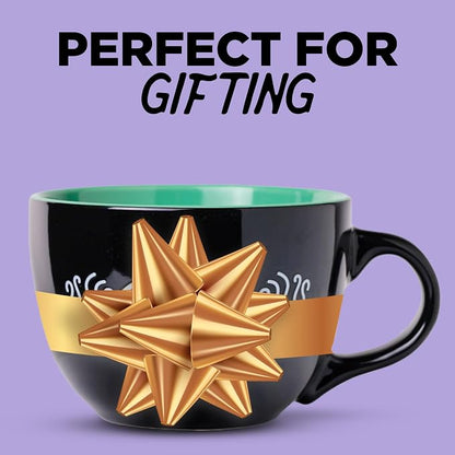 Silver Buffalo FRIENDS Central Perk Black Ceramic Mug Oversized for Coffee, Soup, 24 Ounces | Oversized for Coffee, Cup, Black, 0.71 Liters