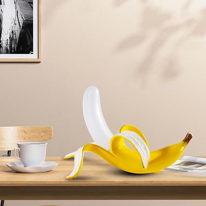 Modern Banana Table Lamp, Desk Lamp,Led Night Light Baking Finish Resin Banana Lighting Fixture for Living Room, Bedroom,Home Office,Kids Room (Lying)