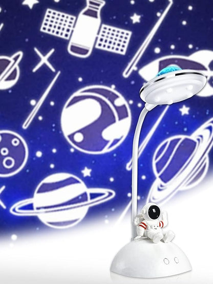 LED Desk Lamp for Kids, Star Projector Galaxy Night Light, Astronaut Cute Small Desk Lamps with USB Charging Port, Eye-Caring Study Table Lamp for Boys Bedroom, Gifts for Christmas, Birthdays