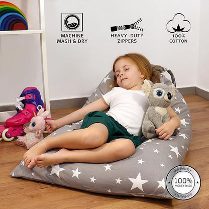 stuffed animal storage, bean bag chairs for kids, 100% Cotton Washable plush animal storage. room organization for stuff animal, Linens, Quilts & Pillows | Triangular | Twinkle Twinkle