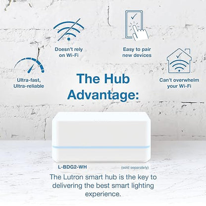 Lutron Caseta Original Smart Dimmer Switch (Lutron Smart Hub Required), for LED Lights, 150 Watt, Single-Pole/3-Way, No Neutral Required, PD-6WCL-WH 5-PACK, White, 5 Pack