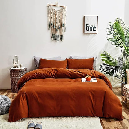 Rust Comforter Sets Twin Burnt Orange Bedding Set Reddish Caramel Color Boys Girls Bed Set Terracotta 3 Pieces Lightweight Solid Burnt Orange Color Blanket Rust Quilts Set Breathable Bed Set