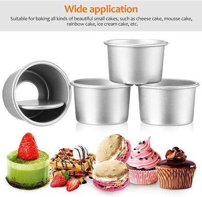 2Inch Cake Pan Set of 4, Nonstick Stainless Steel Smash Cake Pans, Round Mini Cake Pans Tin Small Size for Baking Muffin Fondant Cheesecake Mold Healthy Dishwasher Safe