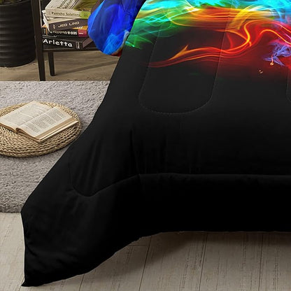 Bodhi Soccer Comforter Set King Size,Fire Sports Comforter Set for Boys,Football Bedding King,Teen Boy Bedding Set with Matching Pillowcases,Kids Comforter Set King