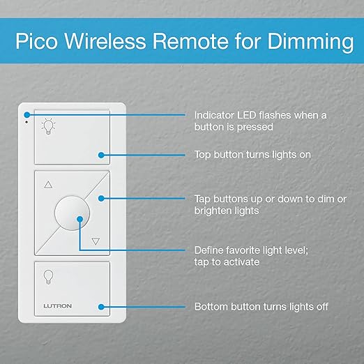 Lutron Caséta Wireless Smart Lighting Dimmer Switch for ELV+ Bulbs with Pico Remote, White
